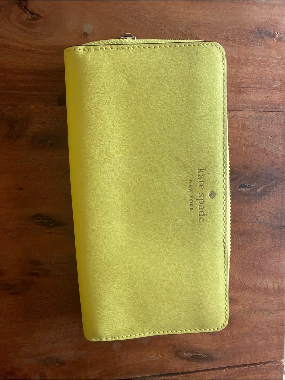 kate spade Yellow Zip Around Leather Wallet